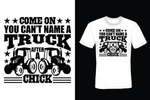 vrachtwagen t-shirt ontwerp, vintage, typografie vector