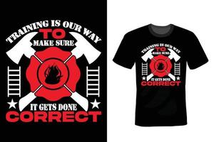 brandweerman t-shirt ontwerp, vintage, typografie vector