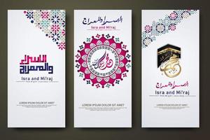 al-isra wal mi'raj profeet mohammed kalligrafie set sjabloon voor spandoek vector