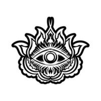 blackwork tattoo flash. oog van de voorzienigheid. vrijmetselaars symbool. alziend oog in driehoekspiramide. nieuwe wereldorde. heilige geometrie, religie, spiritualiteit, occultisme. geïsoleerde vectorillustratie. vector