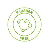 parabenen chemische gratis groene cirkel stempel. geen conserveermiddel, veiligheid bio productlijn icoon. gratis plastic eco biologisch cosmetisch label. kwaliteit voedsel symbool. parabenenvrij logo. geïsoleerde vectorillustratie. vector