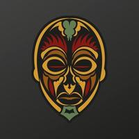 Polynesië totemmasker in barokke kleur. gezicht van de goden van oude stammen tatoeage. luxe patroon met kantmotieven. geïsoleerd. vector illustratie