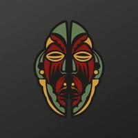 Polynesië masker in barokke kleur. het gezicht van de goden van de oude stammen. luxe patroon met kantmotieven. geïsoleerd. vector illustratie