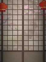 ryokan een lege zen-kamer in een zeer Japanse stijl. cartoon-stijl. horizontale banner. vector