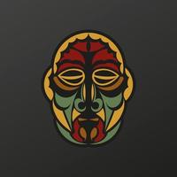 Polynesië totemmasker in barokke kleur. luxe patroon met kantmotieven. geïsoleerd. vector illustratie