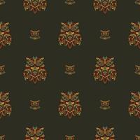 naadloos patroon met uilen in de kleuren van de barokke stijl. goed voor achtergronden, prints en textiel. vector