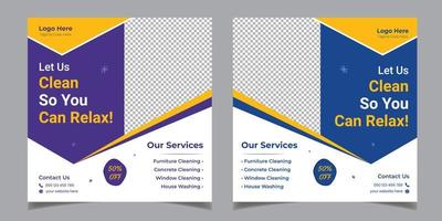 schoonmaakservice zakelijke vierkante flyer sociale media post sjabloonontwerp vector