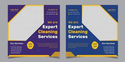 deskundige schoonmaakservice zakelijke vierkante flyer sociale media post sjabloonontwerp vector