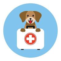 veterinaire embleem hond met een medische koffer vector
