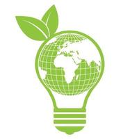 groene energie logo afbeelding. lamp met bol en bladeren. vector