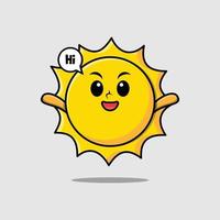 schattig stripfiguur zon met gelukkige uitdrukking vector
