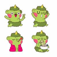 schattige ogre doodle sticker, goblin, troll, orc illustratie vector