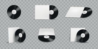 geïsoleerde vinyl platenhoezen mockup realistische icon set vector