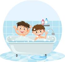 gelukkige kinderen in badkuip vector