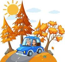 senior koppel op roadtrip cartoon vector