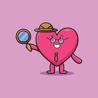 leuke cartoon mooie hartdetective vector