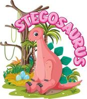 kleine schattige stegosaurus dinosaurus stripfiguur vector