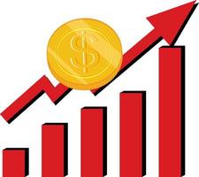 rode pijl omhoog met staafdiagram vector