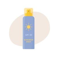 zonnebrandspray geïsoleerd. veilig zonnen. zomer huidverzorging concept. bescherming tegen de zon tegen ultraviolet licht van de zon. platte vectorillustratie vector