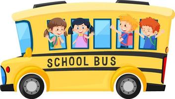 student in schoolbus op witte achtergrond vector