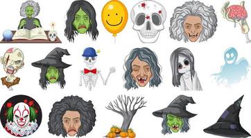 halloween set met enge monsters vector