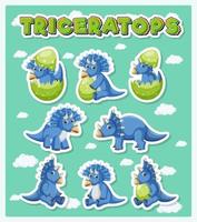 set van schattige triceratops dinosaurus stripfiguren vector