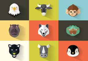 Square Flat Animal Icon Pack Vector