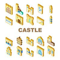 kasteel bouw collectie iconen set vector illustratie