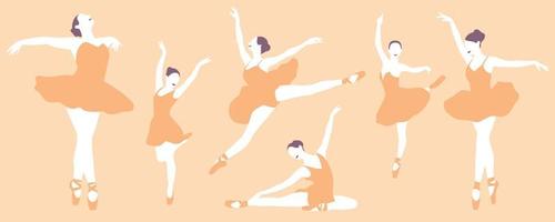 een groep jonge ballerina's met een perfect lichaam danst vector