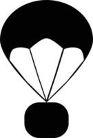 parachute icoon. bezorgservice symbool. geschenkdoos vliegen op parachute teken. vector