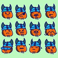 Viking emotie icon set met kleuren vector