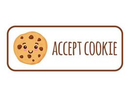 accepteer cookies, tekst. bescherming van persoonlijke informatie cookie mascotte karakter. vector