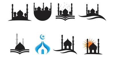 islamitische moskee vector logo pictogram gratis sjabloon voor de maand ramadan kareem en eid