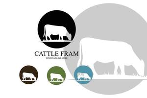 angus gras koe kasteel logo pictogram vector met schild premium kwaliteit