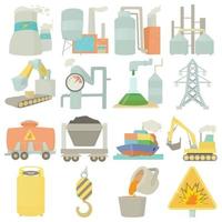 industriële symbolen iconen set, cartoon stijl vector