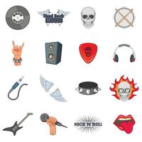 rock muziek iconen set, cartoon stijl vector