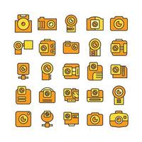 actiecamera en videocamera pictogram gele thema vectorillustratie vector