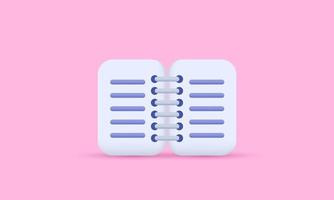 unieke 3d paarse lege blocnote op pastel design icoon geïsoleerd op vector