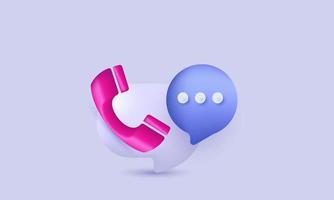 unieke realistische 3d callcenter ontwerp pictogram bubble talk concept geïsoleerd op vector