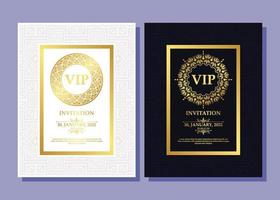 luxe wit en zwart vip-kaart ornamentpatroon vector