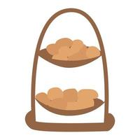 bord met twee verdiepingen met eten. een bord brood, koekjes. vectorillustratie. vector