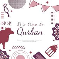 eid adha mubarak islamitisch evenement vierkante cadeaukaart achtergrond vector