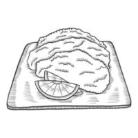 varkensvlees schnitzels duits of duitsland keuken traditioneel eten geïsoleerde doodle handgetekende schets met overzichtsstijl vector