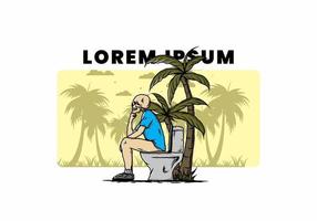 skelet man zit op buiten toilet illustratie vector