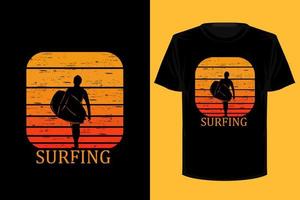 surfen retro vintage t-shirtontwerp vector