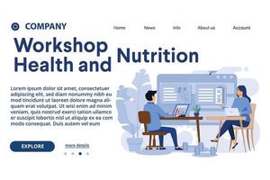 illustratie van de bestemmingspagina van de workshop over gezondheid en voeding vector