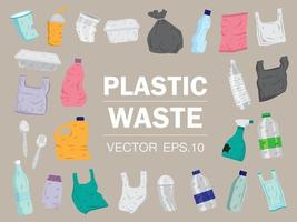 veel plastic afvalvectoren voor uw kunstwerken. vector