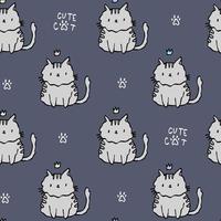 schattig blauw patroon met de tekst van de kleine kattenkroon. huisdieren naadloze achtergrond. textiel voor kinderen, digitaal papieren plakboek. vector
