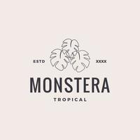 monstera boom lijn logo ontwerp vectorillustratie vector