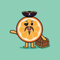 schattige cartoon mascotte karakter oranje piraat vector